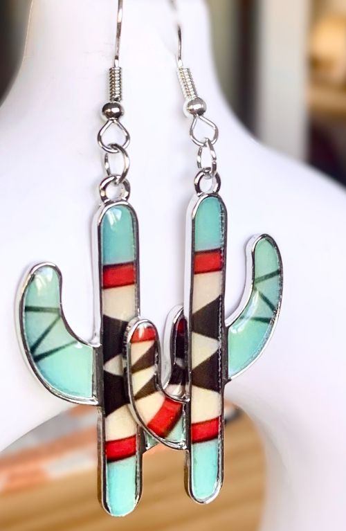 Geometric Saguaro Cactus Earrings