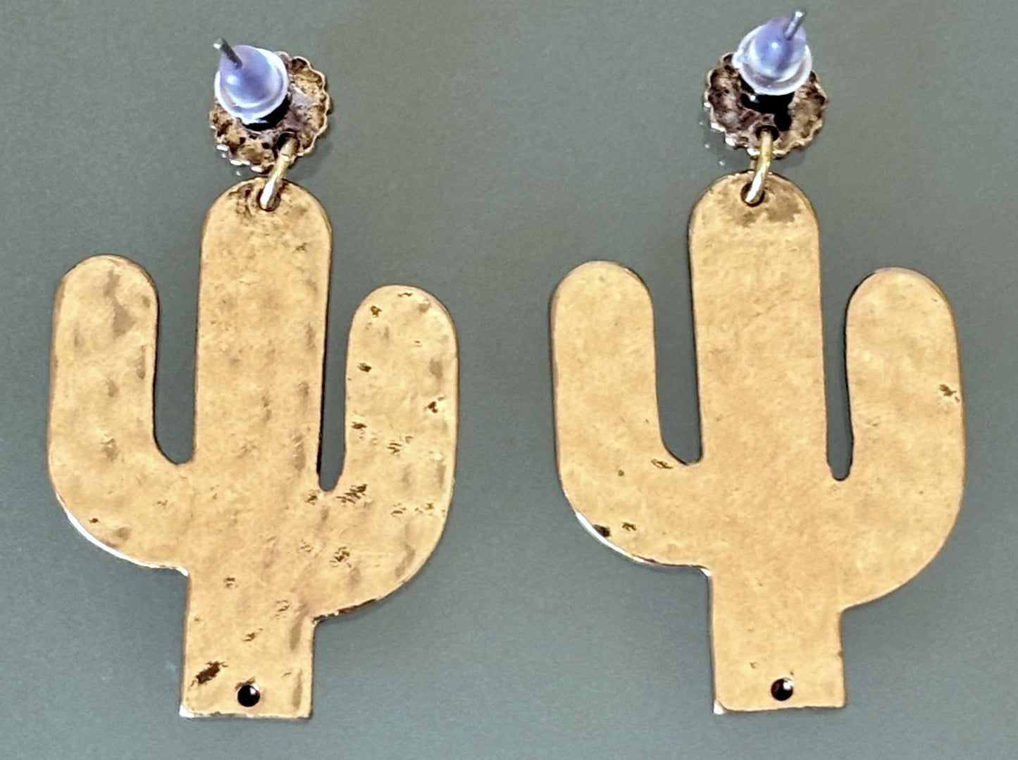 Gold Saguaro Cactus Earrings with Southwestern Designs