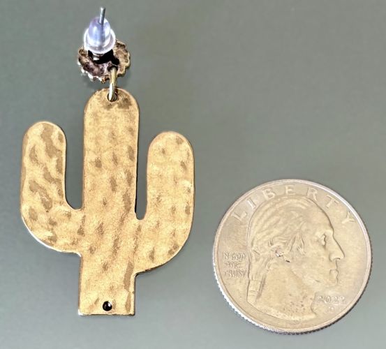 Gold Saguaro Cactus Earrings with Southwestern Designs