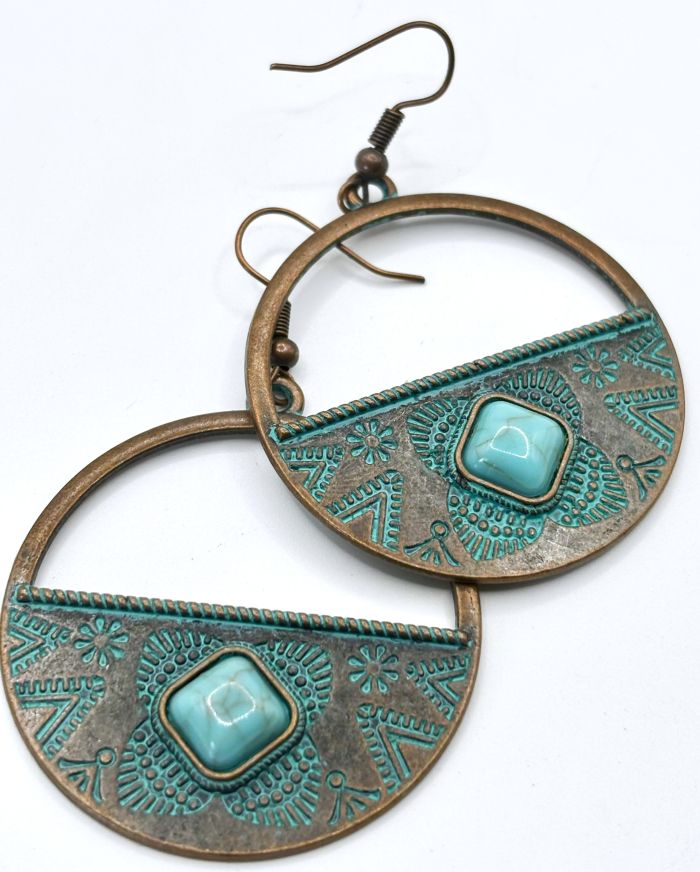 Set/3 Southwestern Copper 'Patina' Earrings