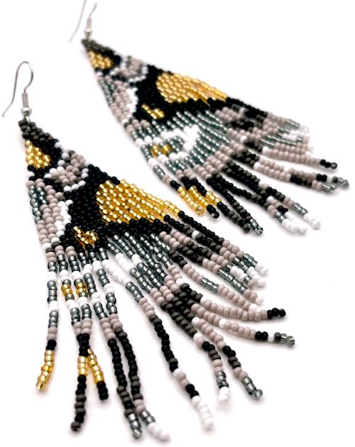 Abstract Animal Print Hand Beaded Earrings