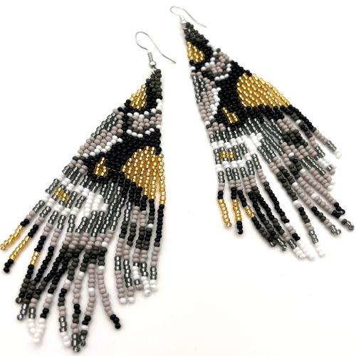 Abstract Animal Print Hand Beaded Earrings