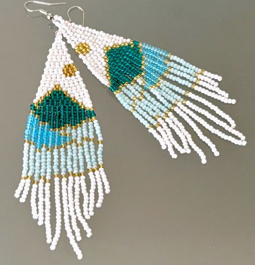 Blue Mountain Sun Hand Beaded Earrings