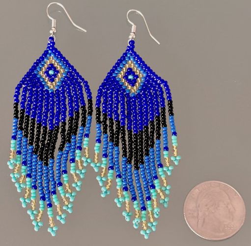 Southwestern Blue/Teal/Black Beaded Earrings