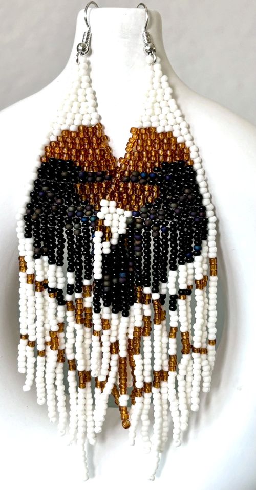 Amber Black Raven Beaded Earrings