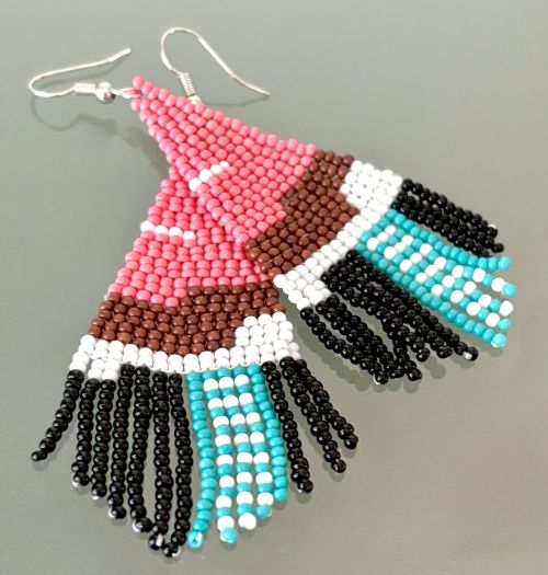 Contemporary Color Block Hand Beaded Earrings