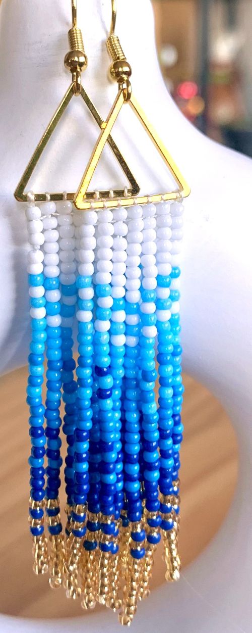 Gradient Color Hand Beaded Earrings (7 Colors)