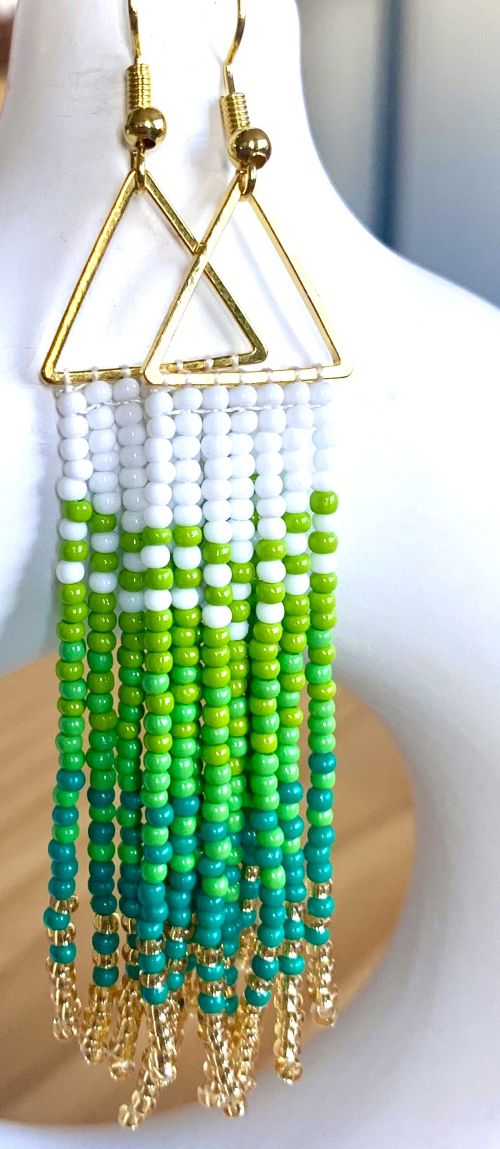Gradient Color Hand Beaded Earrings (7 Colors)