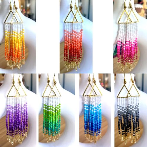 Gradient Color Hand Beaded Earrings (7 Colors)