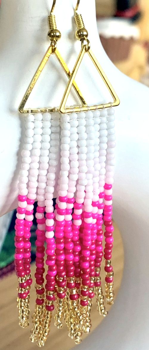 Gradient Color Hand Beaded Earrings (7 Colors)