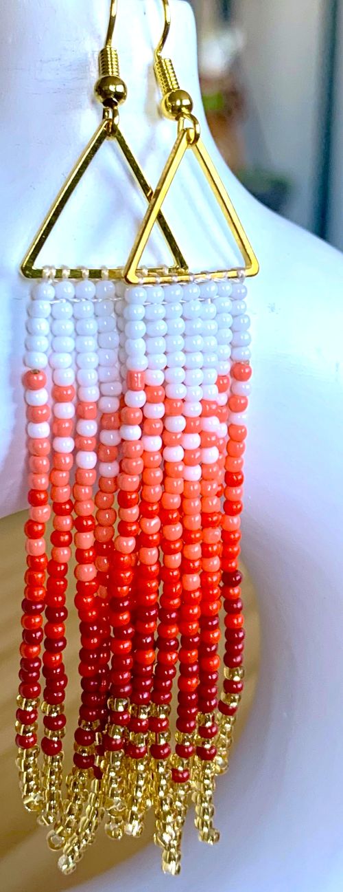 Gradient Color Hand Beaded Earrings (7 Colors)