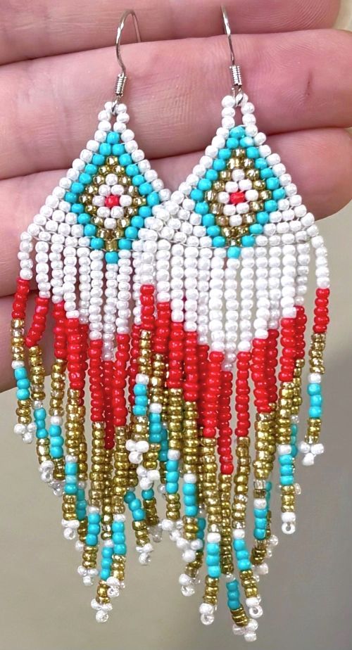 Southwestern Flair Diamond Hand Beaded Earrings