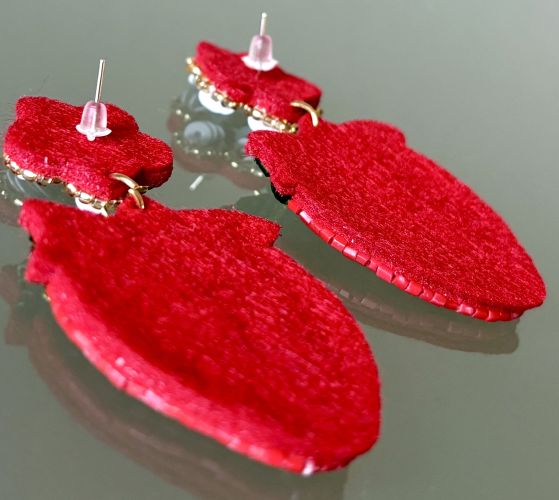 Hand Beaded Strawberry Flower Earrings