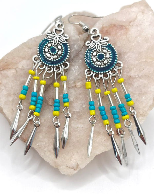 Southwestern Color 'Pop' Beaded Tassel Earrings