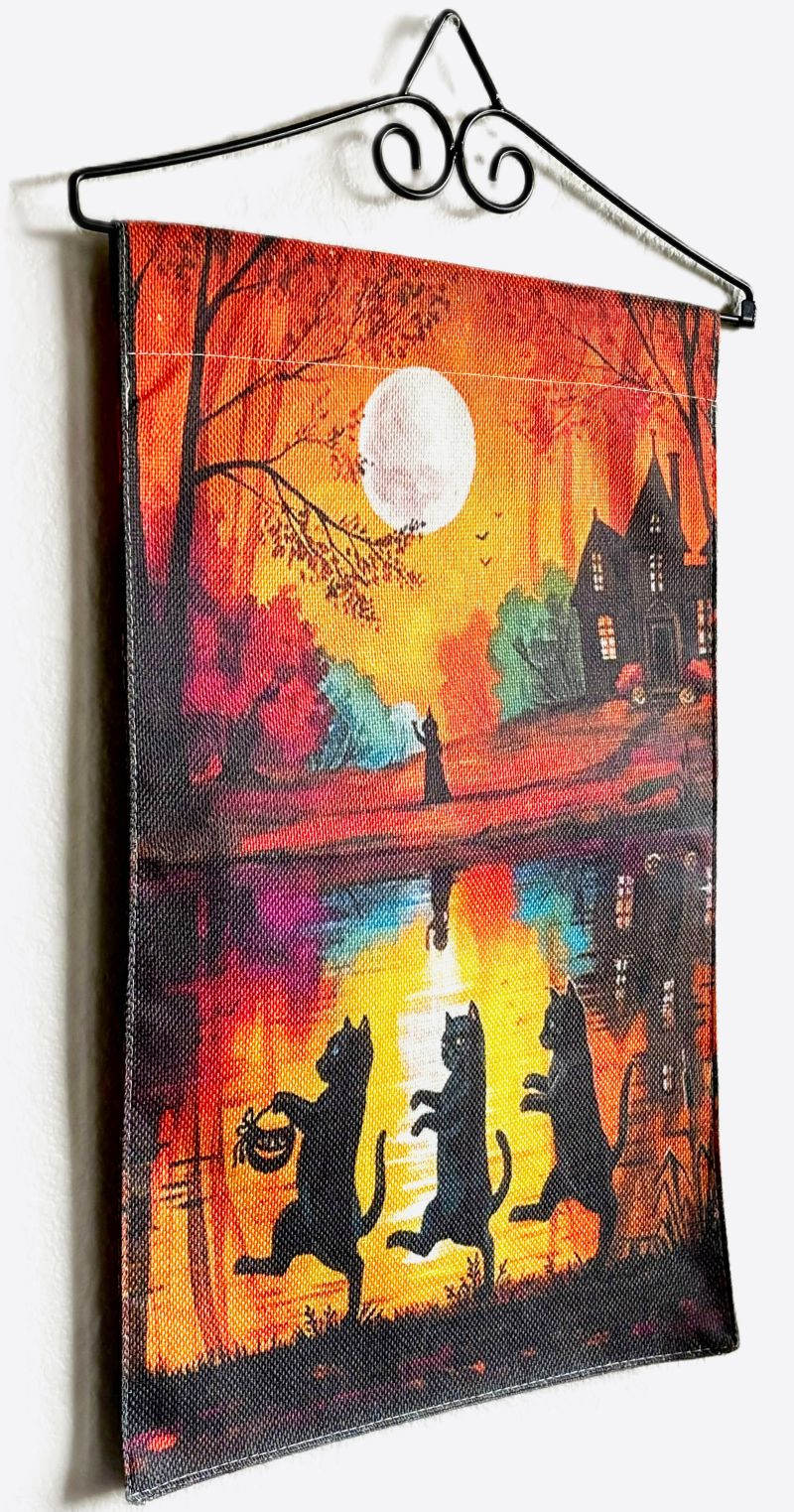 Eerie Halloween Black Cat March Garden Flag
