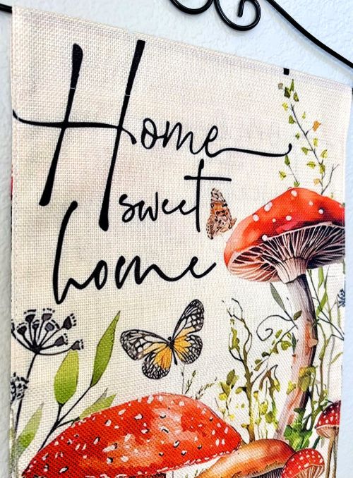 "Home Sweet Home" Mushroom Garden Flag