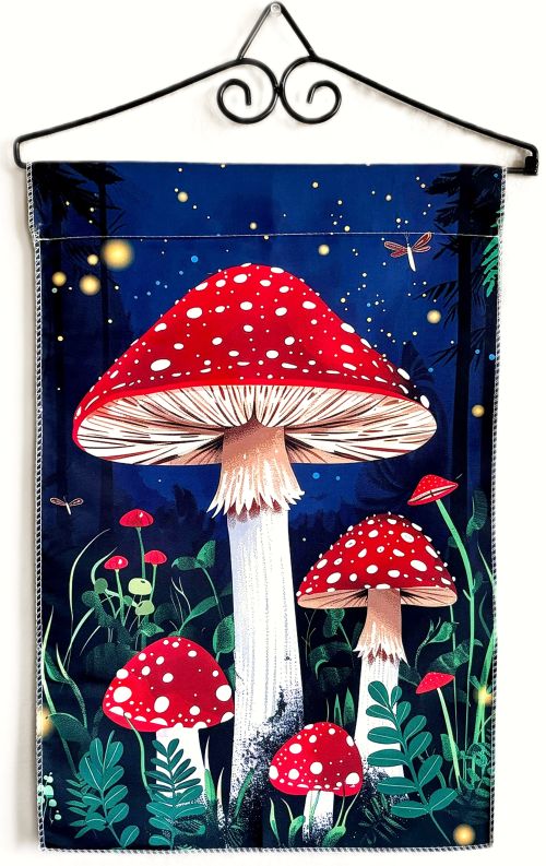 Enchanted Mushroom Forest Garden Flag