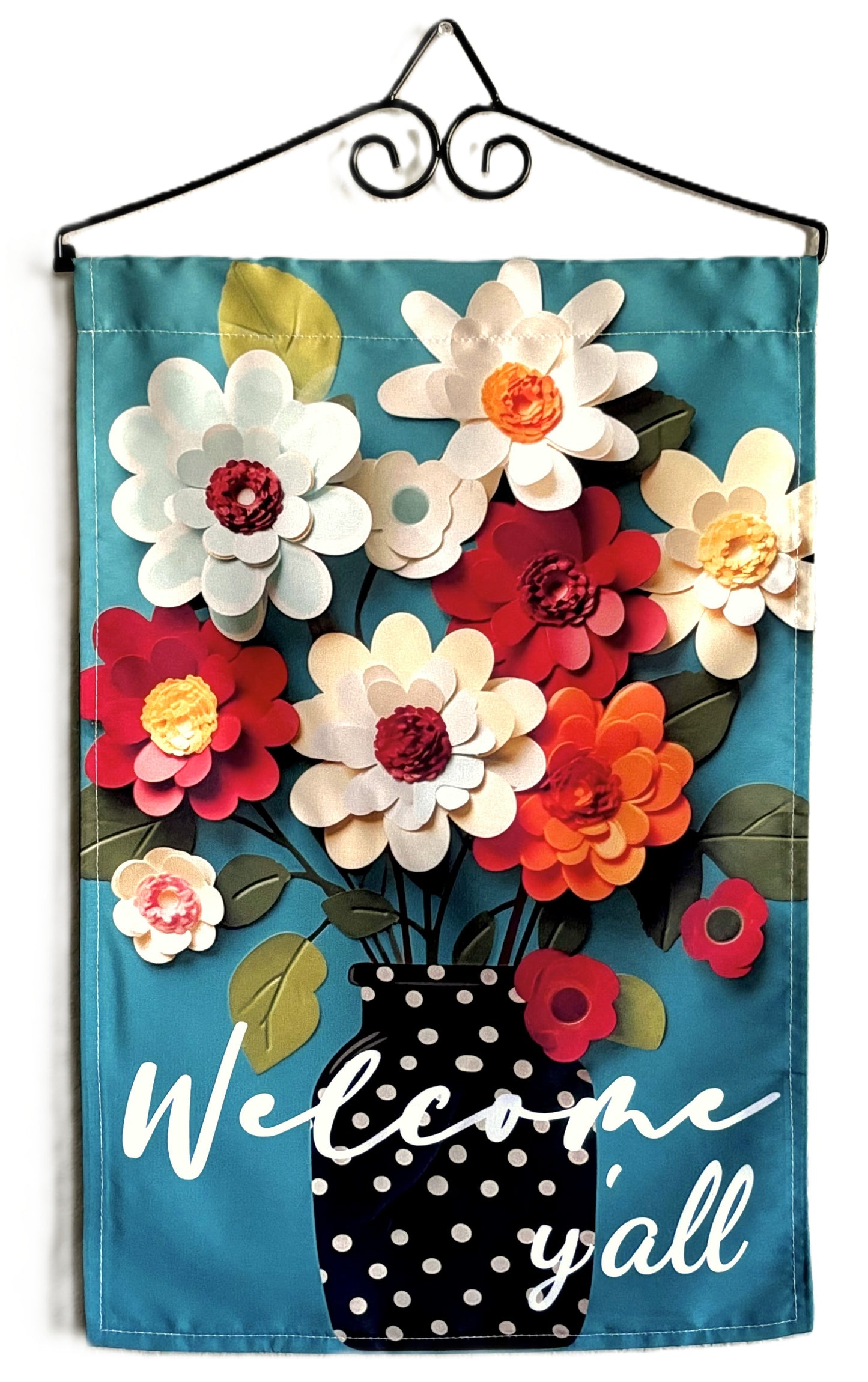 Floral "Welcome Y'all" Garden Flag