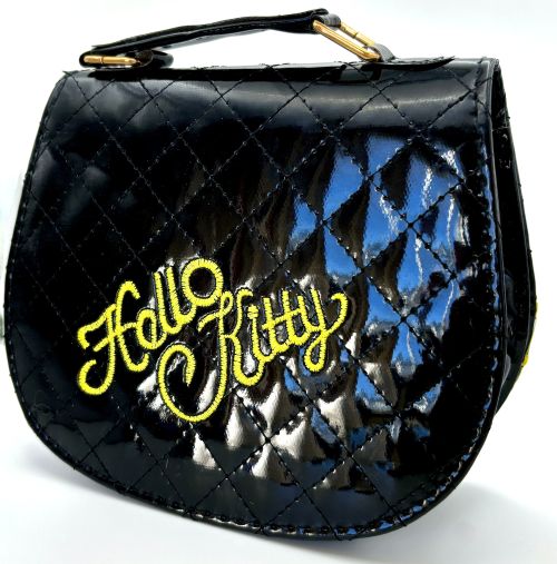 Hello Kitty Glam Embroidered Vinyl Handbag Black or Gold