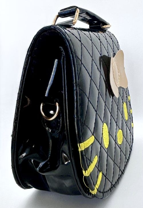 Hello Kitty Glam Embroidered Vinyl Handbag Black or Gold