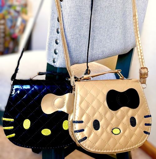 Hello Kitty Glam Embroidered Vinyl Handbag Black or Gold