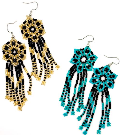 Flower Tassel Hand Beaded Earrings (2 colors)