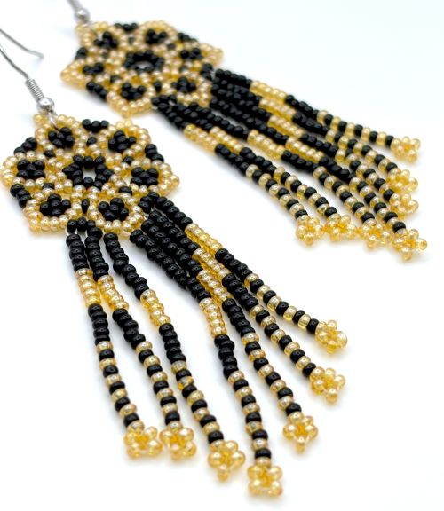 Flower Tassel Hand Beaded Earrings (2 colors)