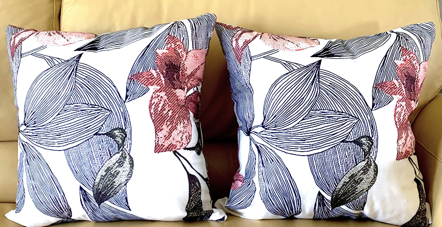 Set/2 Abstract Floral Outdoor Pillow Covers