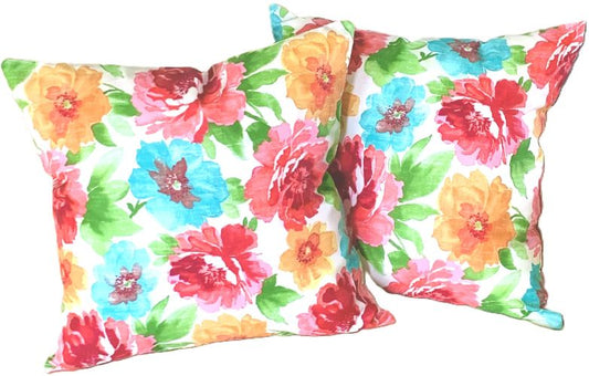 Set/2 Cottage Rose Outdoor Pillow Covers