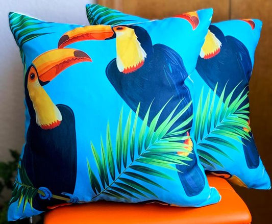 Set/2 Tropical Toucans Outdoor Pillow Covers