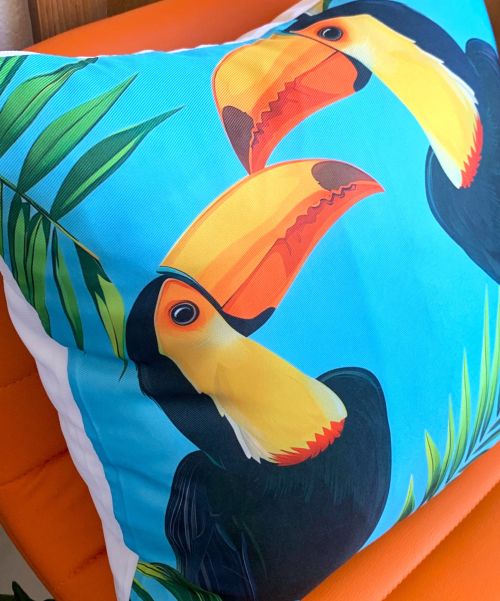 Set/2 Tropical Toucans Outdoor Pillow Covers
