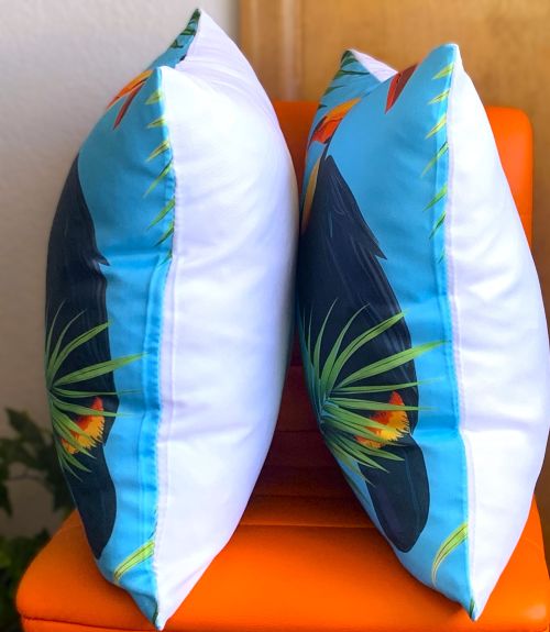 Set/2 Tropical Toucans Outdoor Pillow Covers