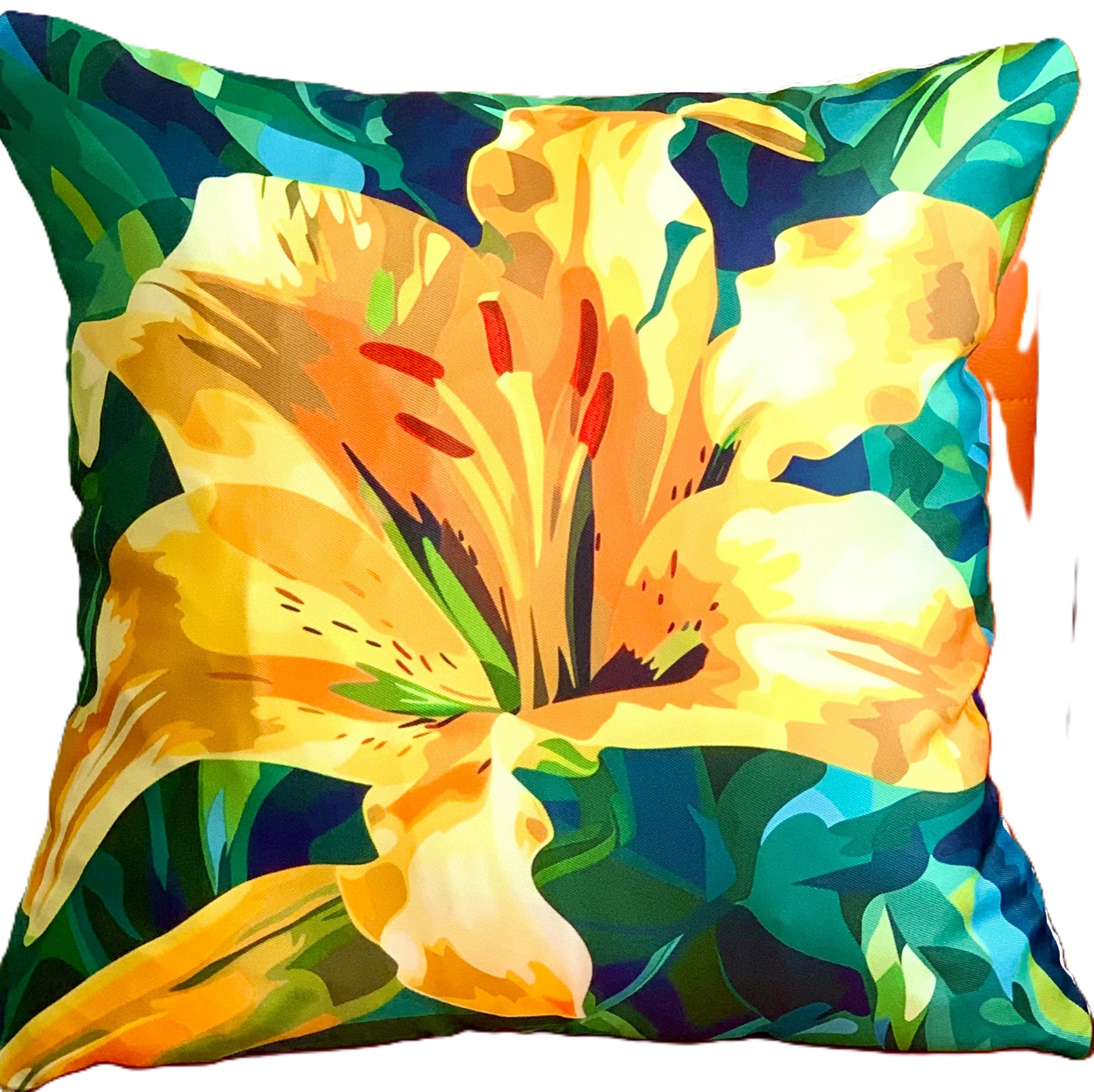 Set/2 Yellow Lily Outdoor Pillow Covers