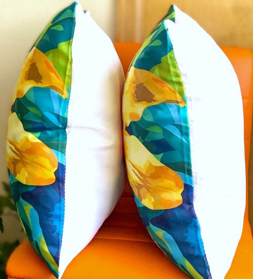 Set/2 Yellow Lily Outdoor Pillow Covers