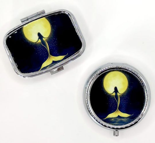Standing Mermaid and Full Moon Pill Box