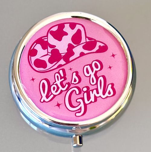 "Let's go Girls" Pink Cowgirl Pill Box