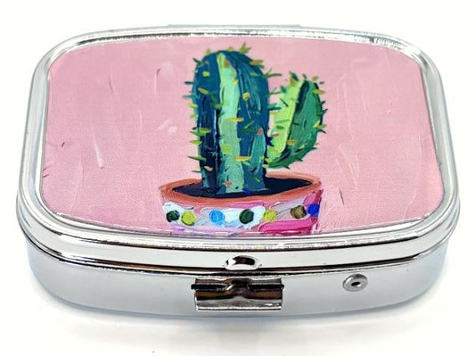 Cactus in Chic Pink Pot Pill Box