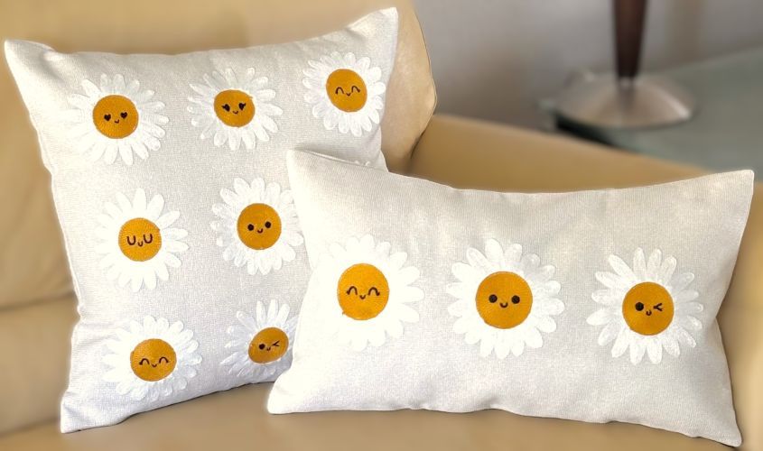 Embroidered Happy Daisy Pillow Cover (2 sizes)