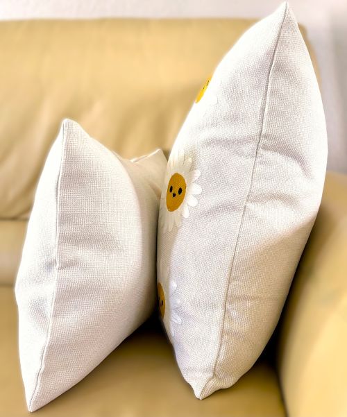 Embroidered Happy Daisy Pillow Cover (2 sizes)