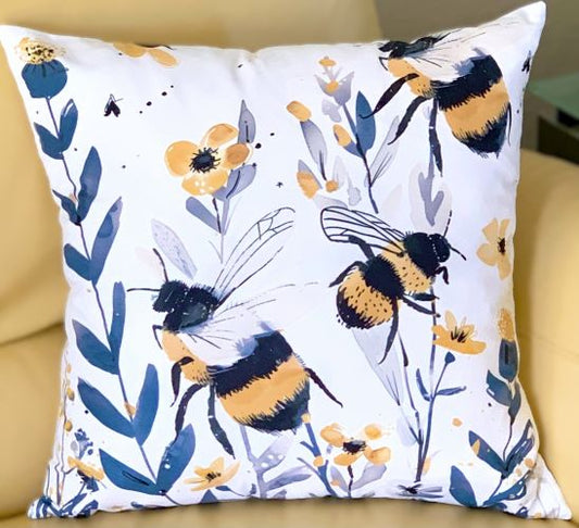 Bees in Wildflower Meadow Pillow Cover
