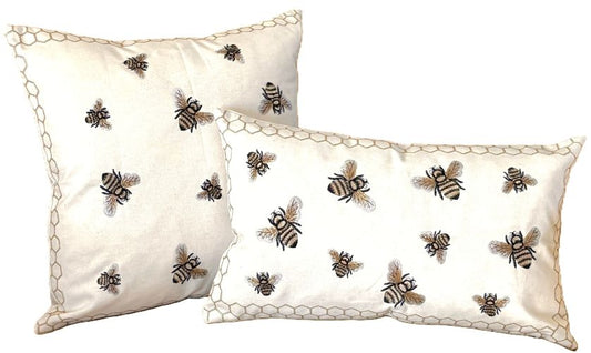 Embroidered Bee Pillow Cover (2 sizes)