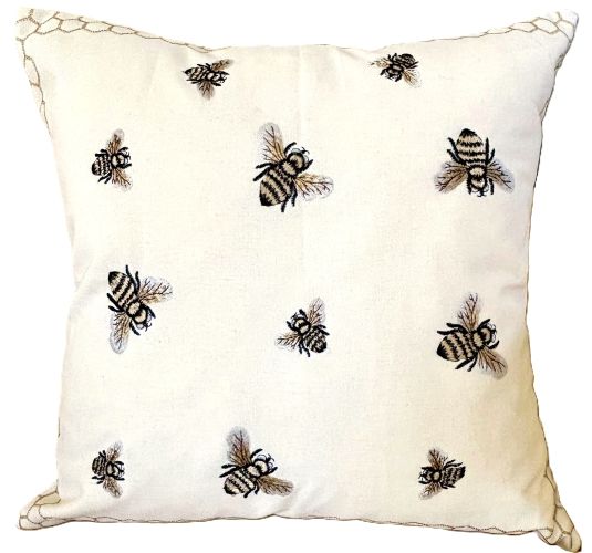 Embroidered Bee Pillow Cover (2 sizes)