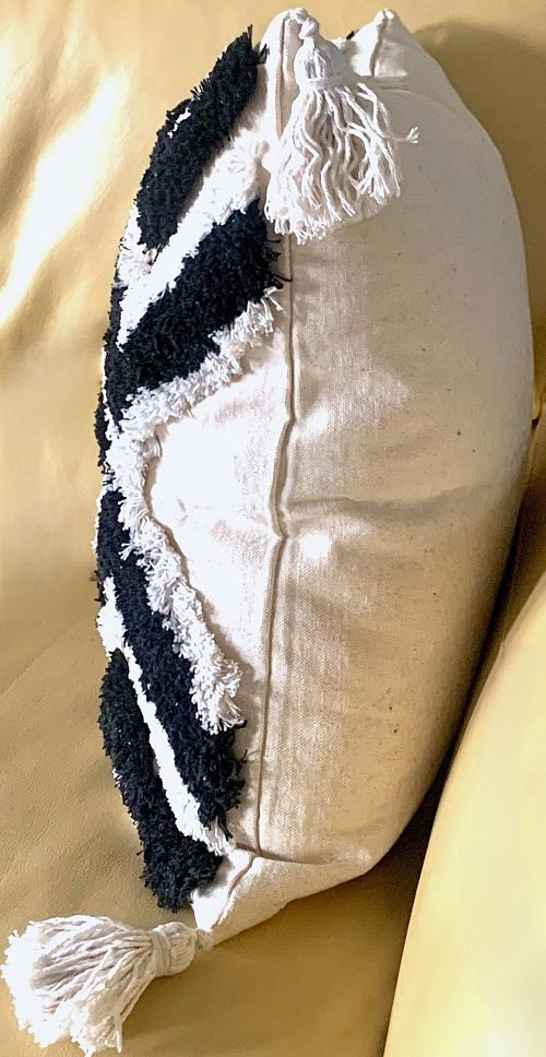 Black and Beige Tufted Diamond Pillow Cover