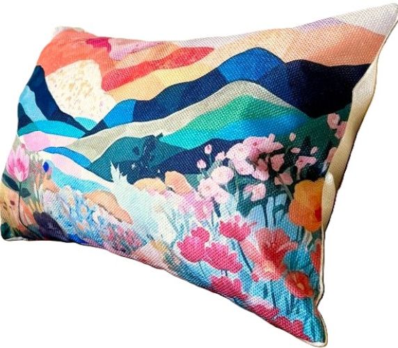 Boho Mountain Landscape Pillow Cover