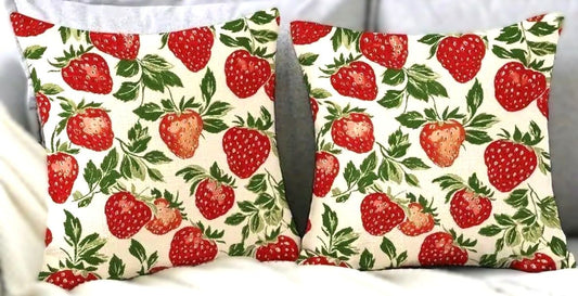 Set/2 Cottage Strawberry Pillow Cover
