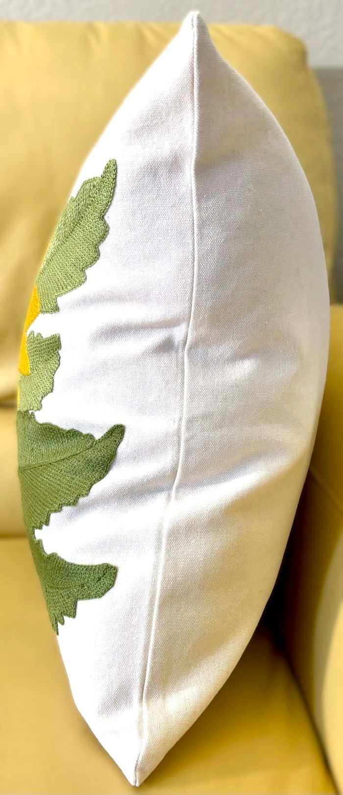Embroidered Sunflower Pillow Cover