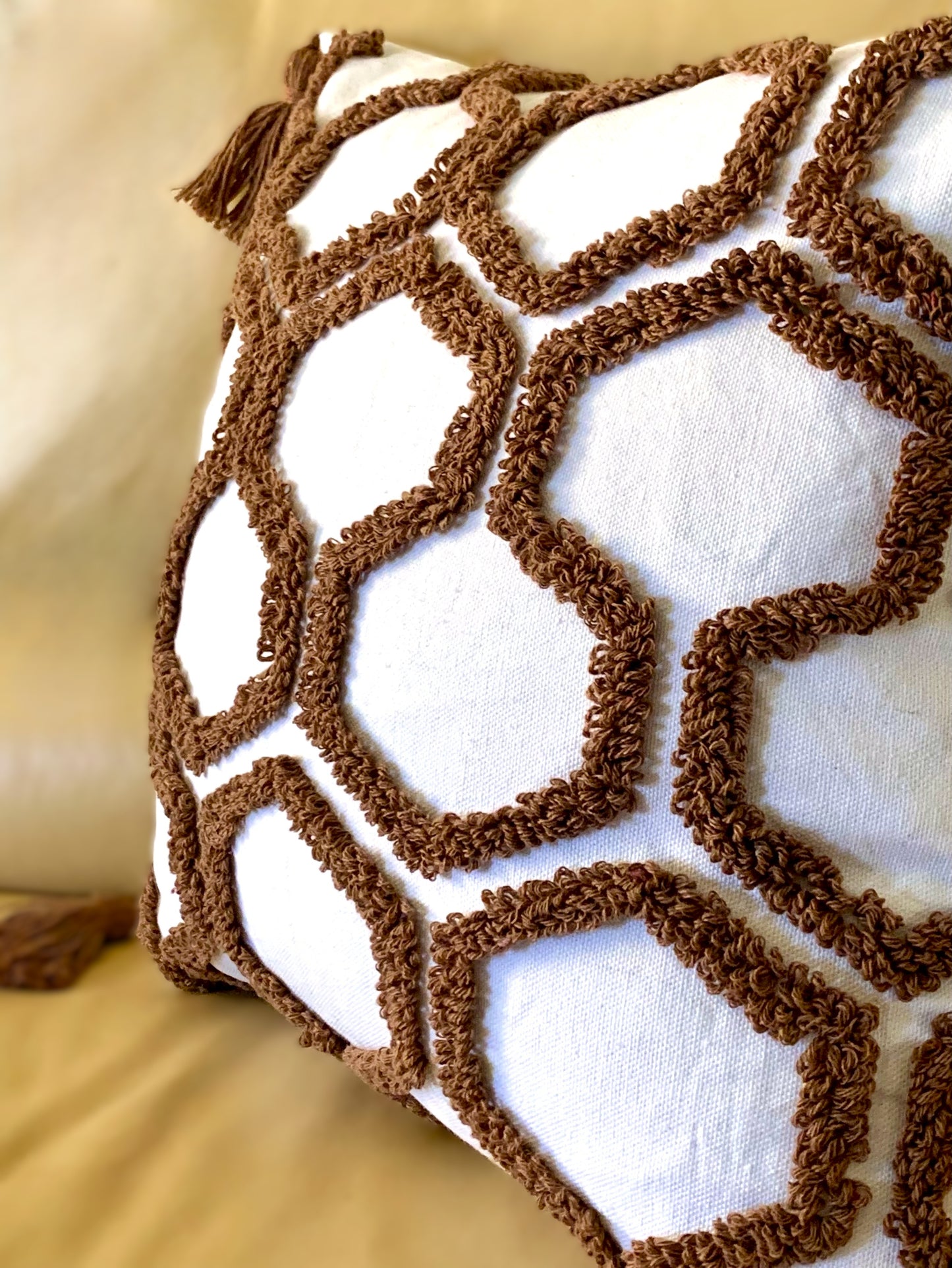 Geometric Brown Tufted Honeycomb Pillow Cover (2 Sizes)