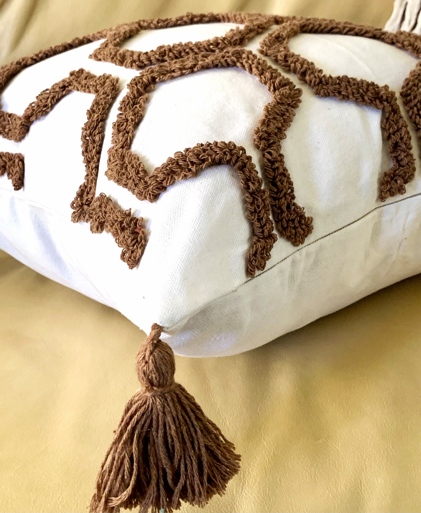 Geometric Brown Tufted Honeycomb Pillow Cover (2 Sizes)