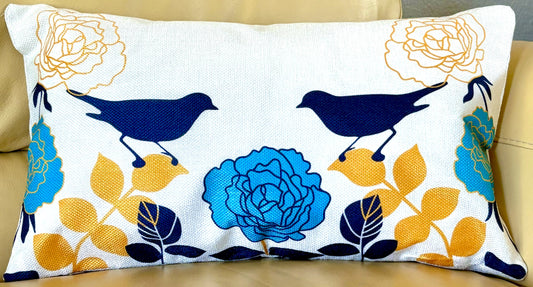 12x20 Bird Silhouette and Roses Pillow Cover (2 styles)