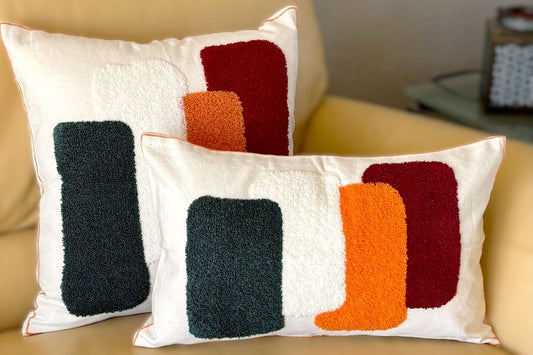 Modern Color Block Tufted Pillow Cover
